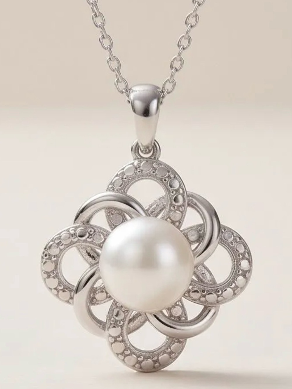 Kay Jewelers 925 Sterling Silver Pearl Floral Pendant Necklace - White Pearl